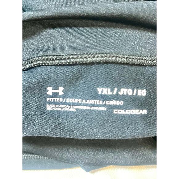UNDER ARMOUR ColdGear Black Long Sleeve Mock Neck Compression Shirt Top Base YXL - Picture 6 of 6